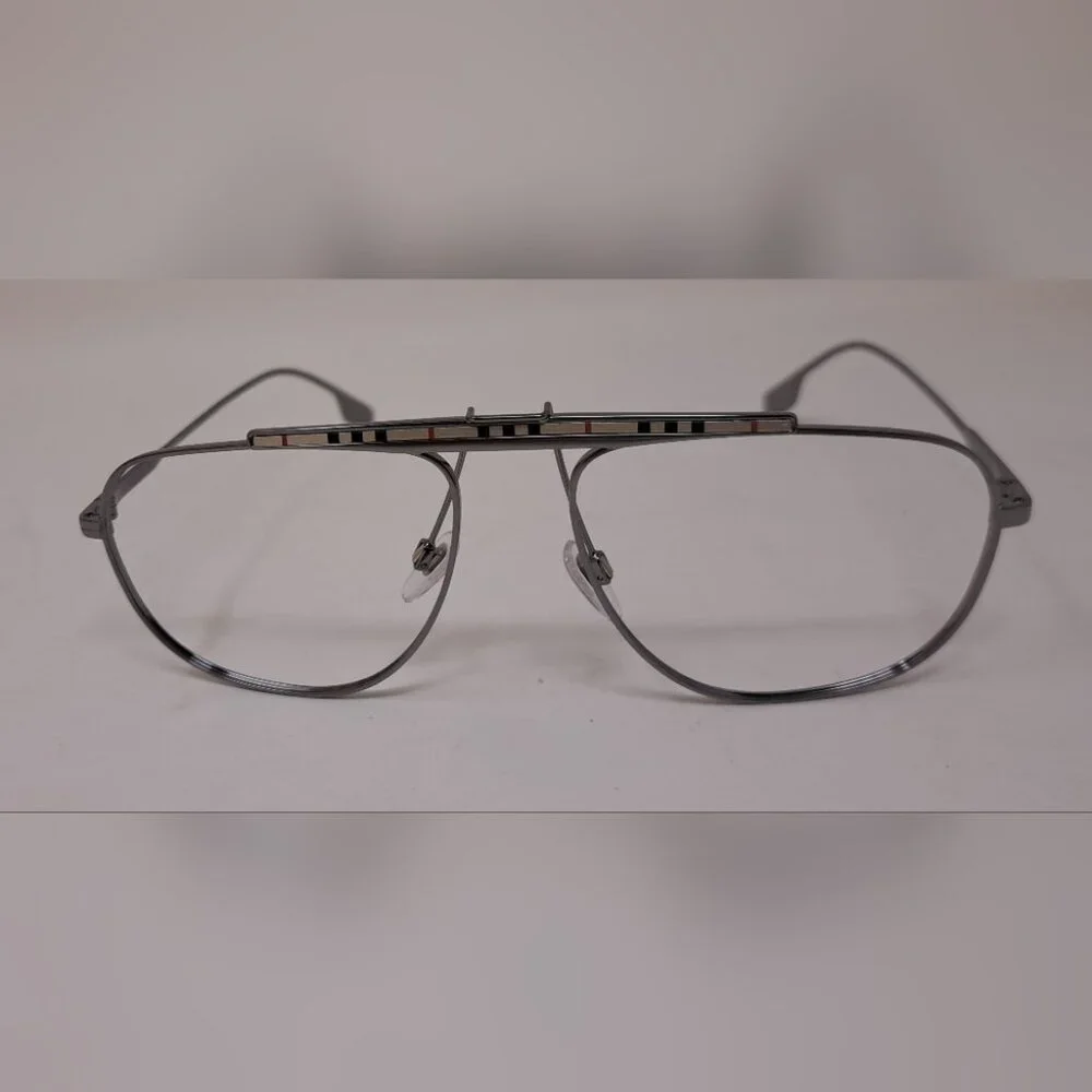 Burberry Men's Aviator Sunglasses Frames Only Pilot Check Metal B3121 59-17-145 - Picture 13 of 15